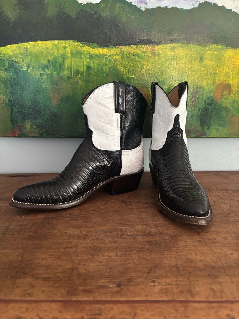 Rare Ltd.Edition Lucchese x Nick Fouquet Marfa Black Lizard Western Boots Sz 8 - Picture 2 of 9